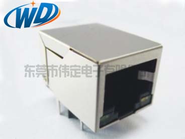 單口以太網(wǎng)帶網(wǎng)絡濾波器RJ45帶燈 網(wǎng)口插座10P10C